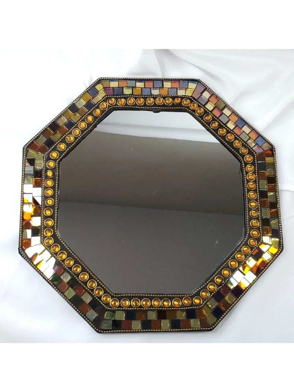 PartyLite P9713 Global Fusion Mirrored Candle Tray Mosaic Tile Hanging Mirror